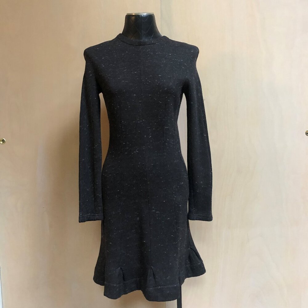 Carven Grey Black Comfy/Cozy Sweatshirt-Like but Sexy Knee Length Dress - Medium